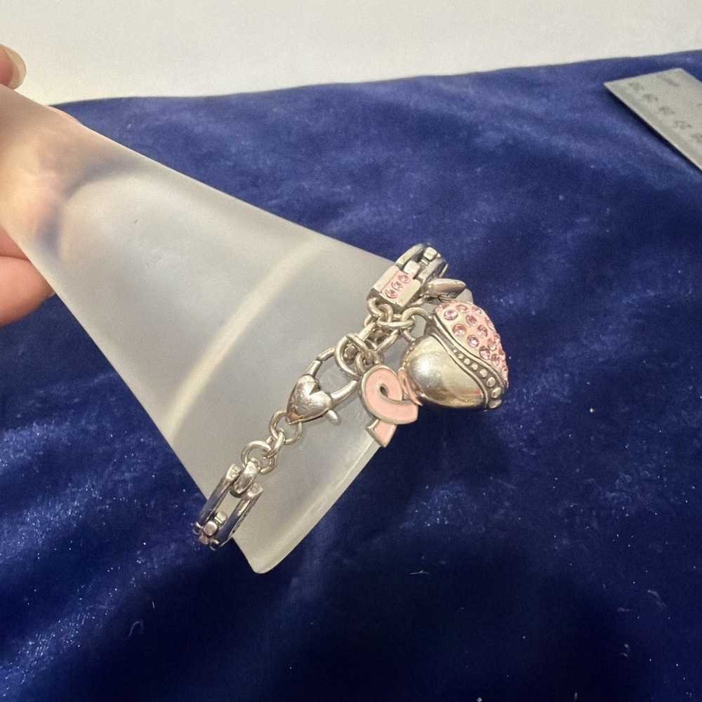 Brighton Power of Pink 2012 Bracelet, half pink crystal heart, breast cancer pop